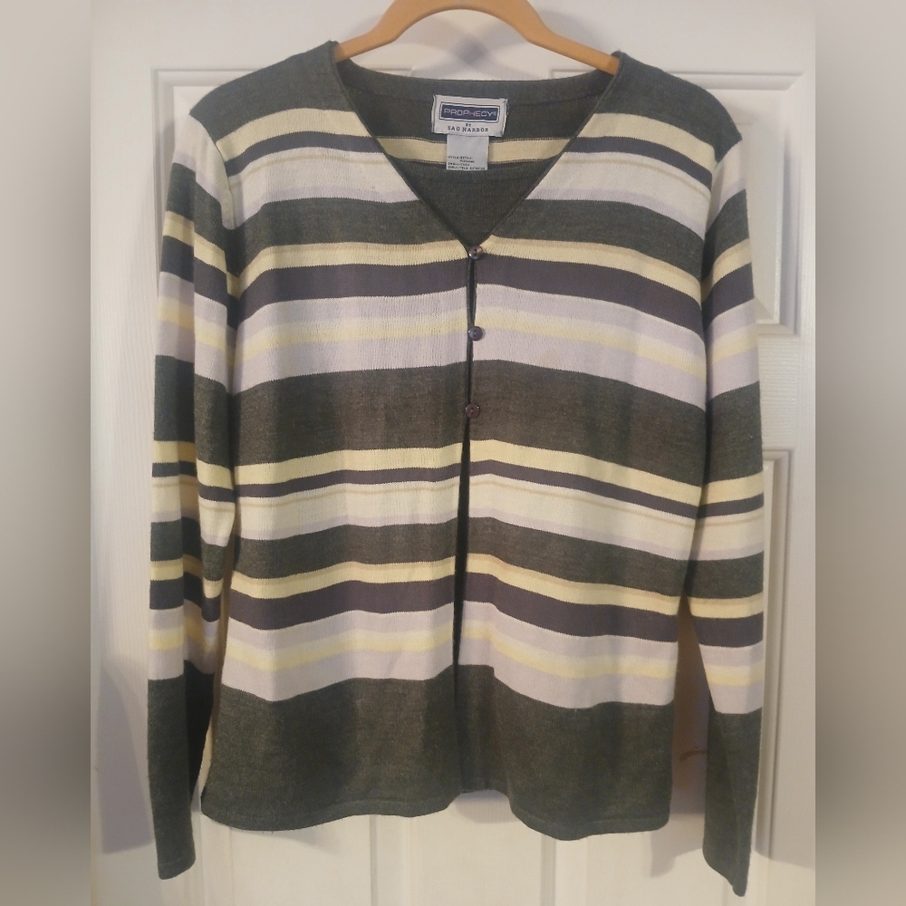 Prophecy Women's striped v-neck cardigan Size Small